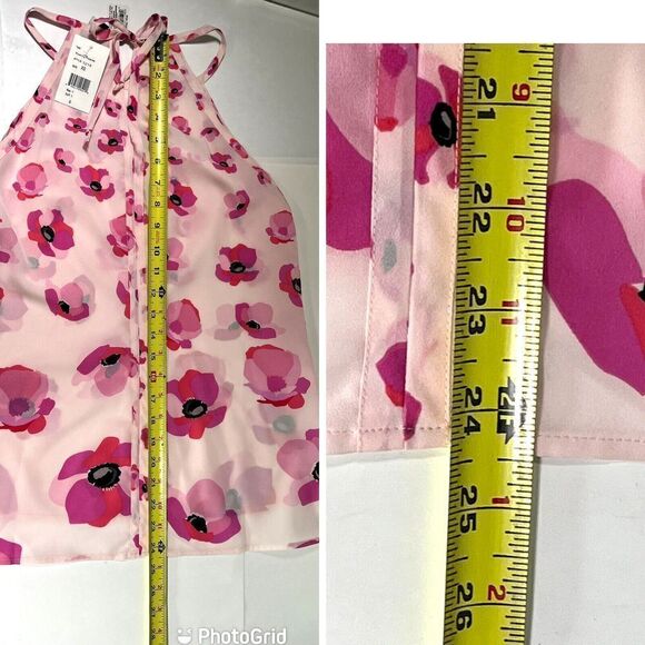 Cabi Pink Tank Top Floating Poppies Floral Tie Back Halter New - Picture 13 of 15